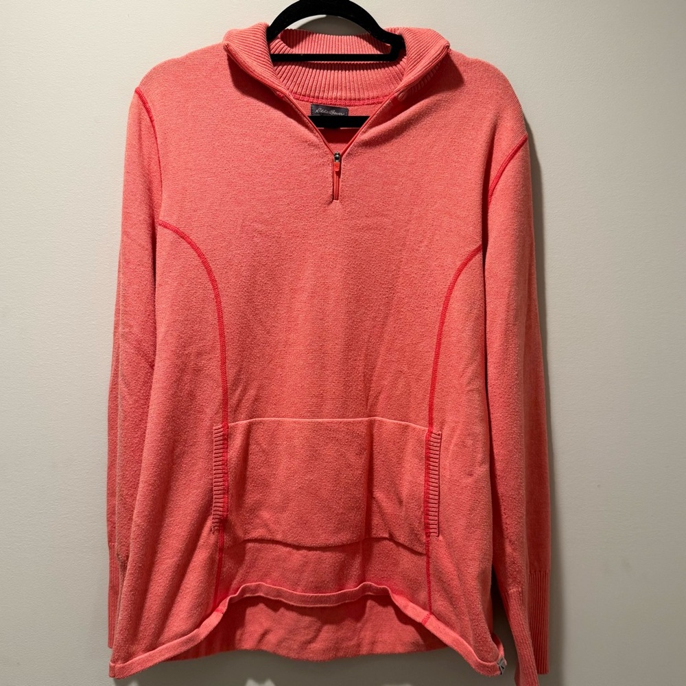 Eddie Bauer Coral quarter zip sweater